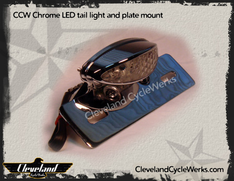 Heist Bobber Fender Mount Tail Light CHROME with license plate mount