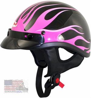 Pink Flames Half Helmet